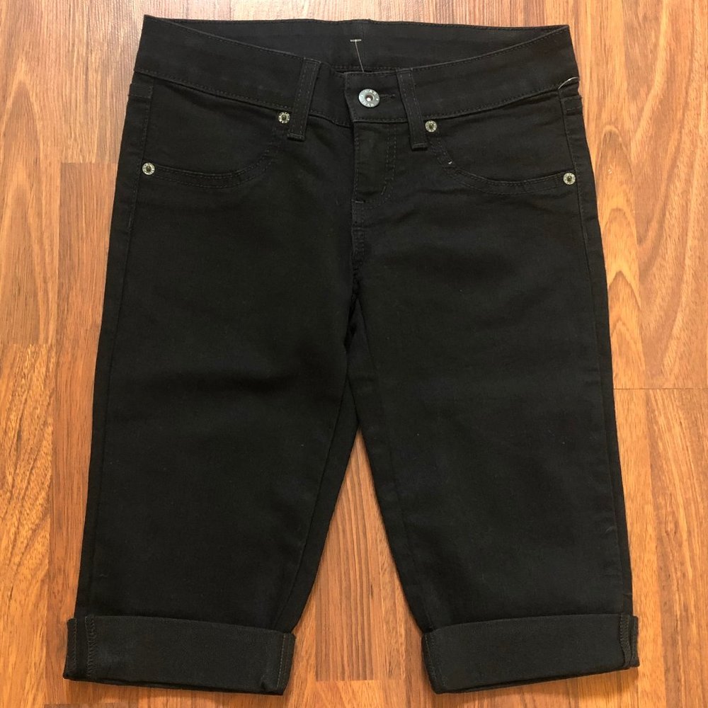 CARMAR Size 24 Bermuda Cuffed Stretch Black Denim Jean Shorts New